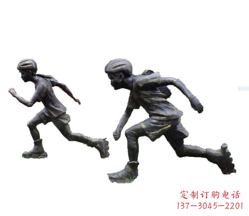泉州铜雕民俗溜冰儿童摆件