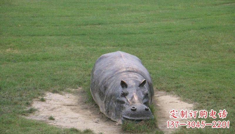泉州铜雕趴着的河马