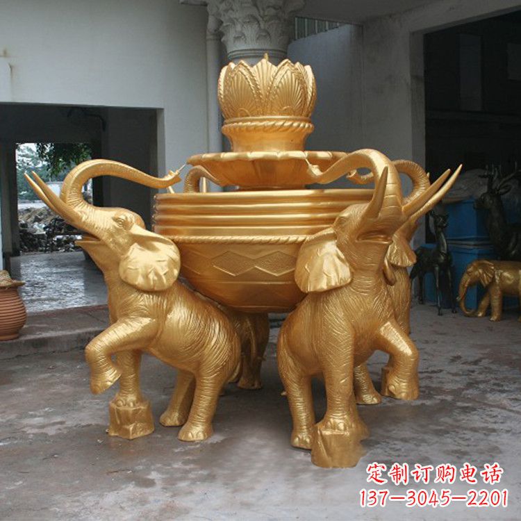泉州铜雕喷水大象雕塑