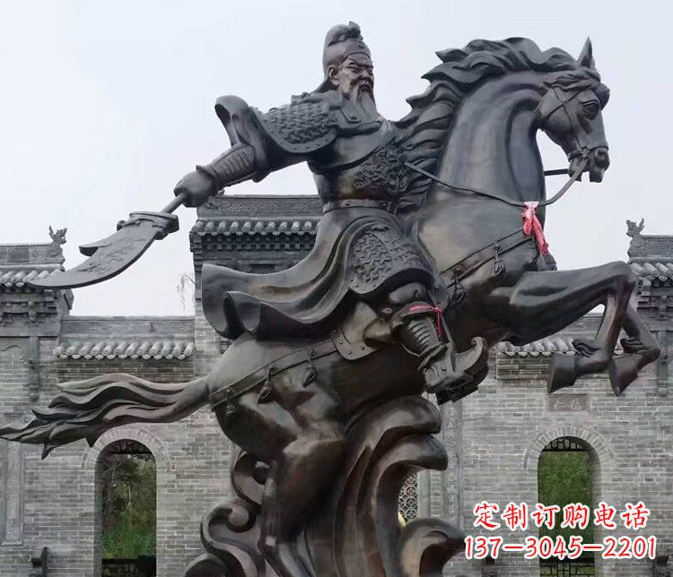 泉州铜雕骑马关公广场历史人物雕塑