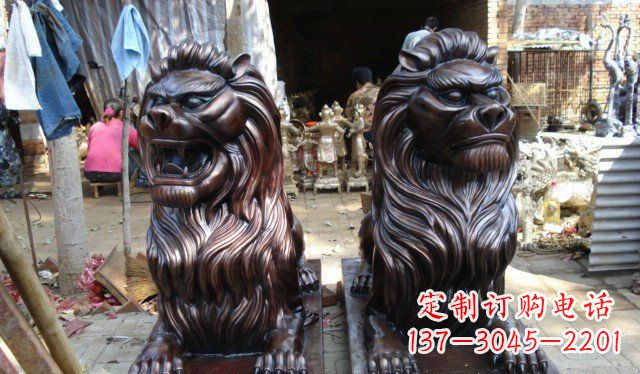 泉州铜雕狮子公司门口雕塑 (2)