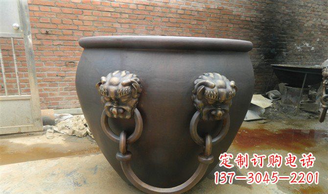 泉州铜雕水缸寺庙景观雕塑_2