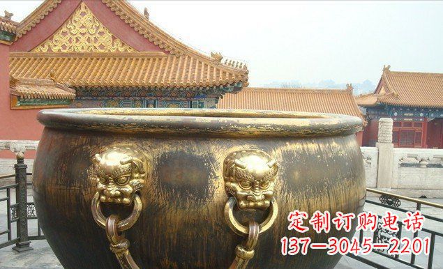 泉州铜雕水缸寺庙景观雕塑 (2)