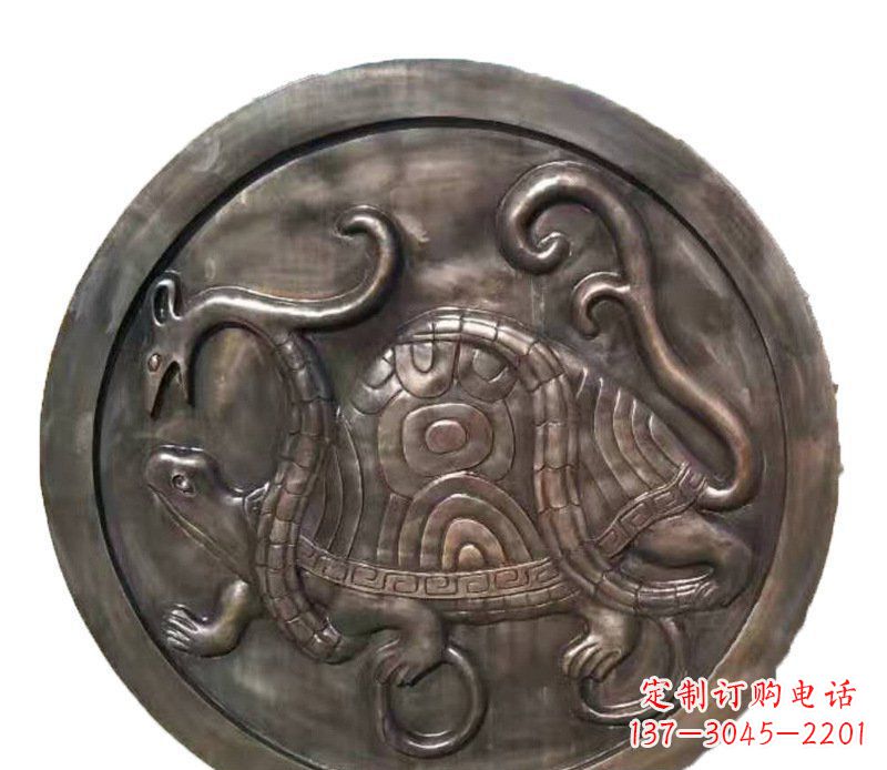 泉州铜雕乌龟与蛇壁画摆件