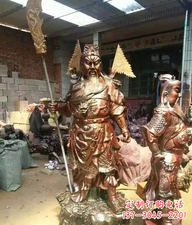 泉州铜雕武财神持刀关公雕塑