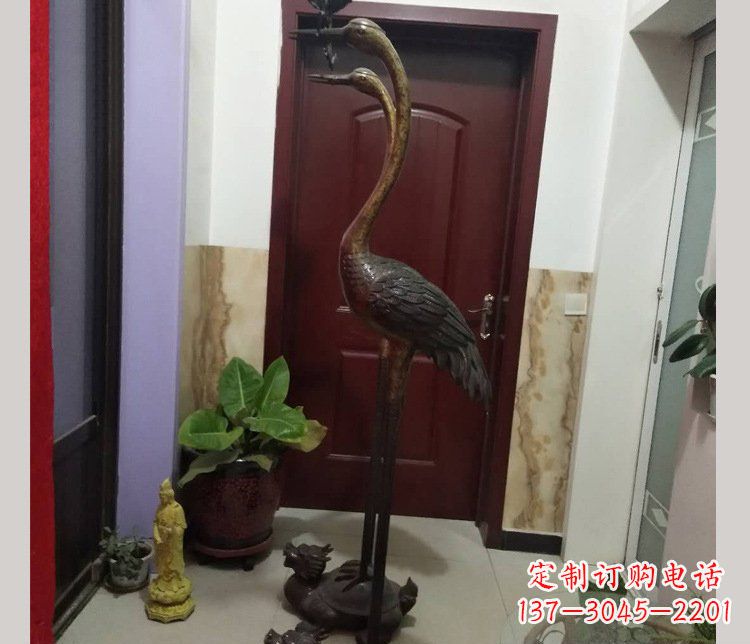 泉州铜雕仙鹤踩龟雕塑摆件 (2)