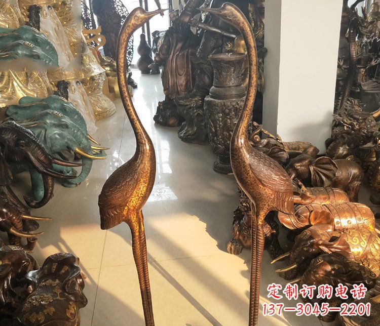 泉州铜雕仙鹤踩龟雕塑摆件