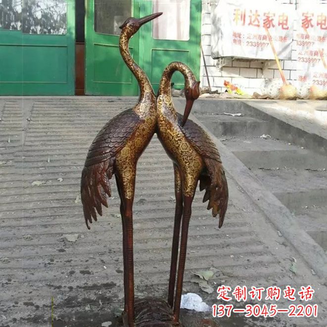 泉州铜雕仙鹤夫妻