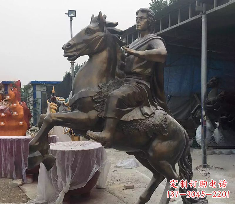 泉州铜雕现代骑马人物公园景观