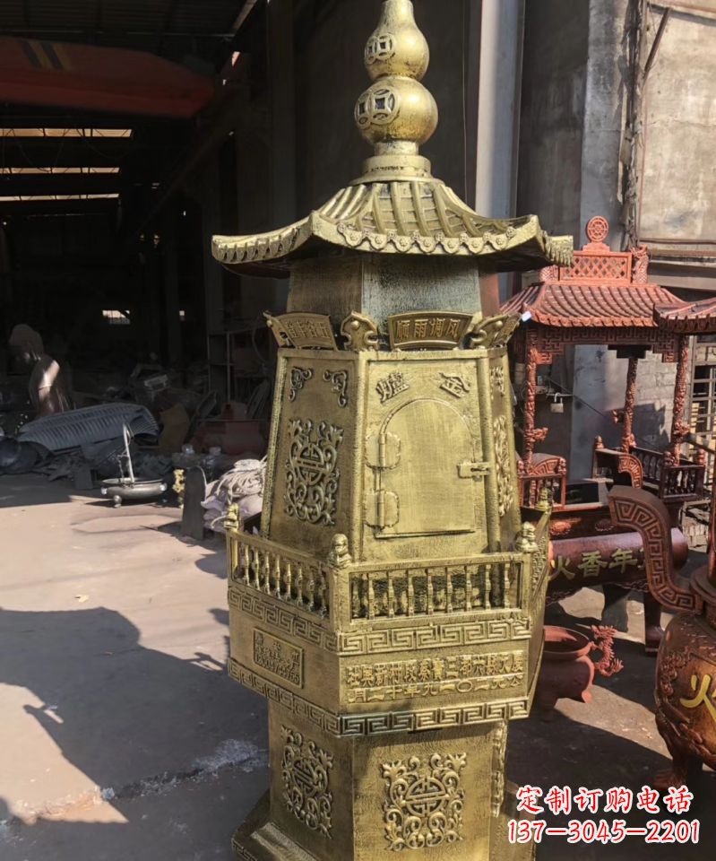 泉州铜雕香炉塔寺庙摆件