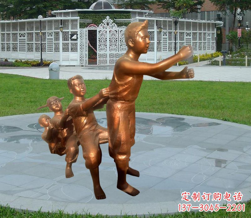 泉州铜雕小区玩游戏儿童