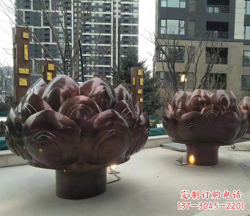 泉州铜雕小区景观荷花