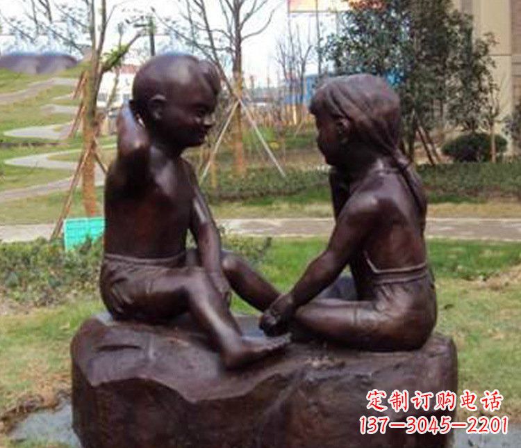 泉州铜雕小区玩游戏儿童雕塑