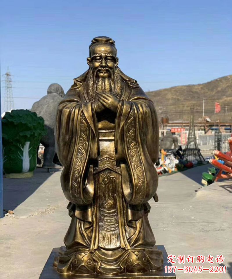 泉州铜雕学校孔子人物雕塑