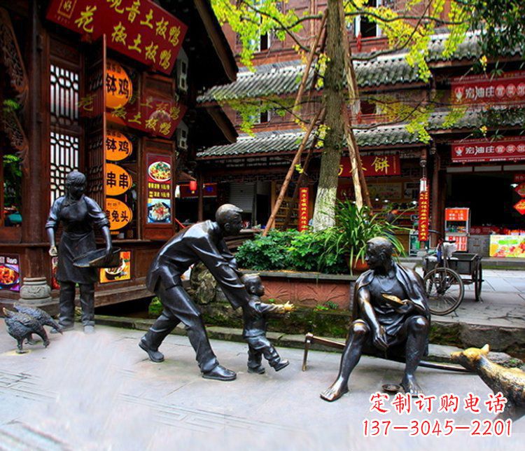 泉州铜雕学走路儿童街道人物雕塑