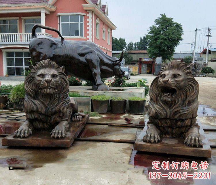 泉州铜雕银行门口狮子雕塑摆件