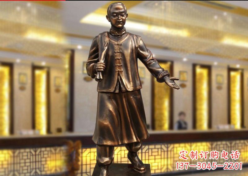 泉州铜雕迎宾人物店小二