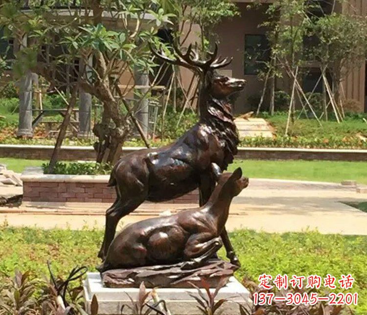泉州铜雕园林梅花鹿雕塑摆件