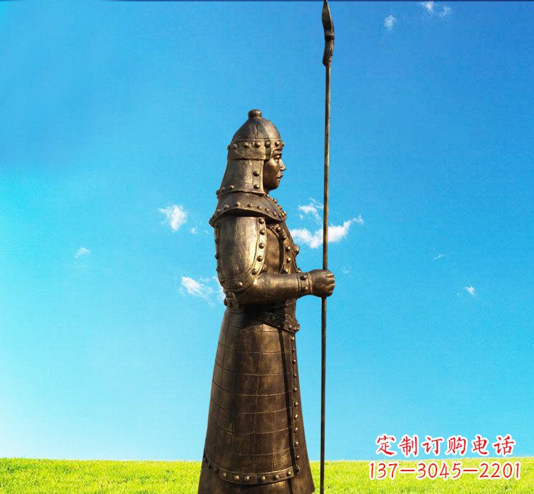 泉州铜雕战士站岗古代人物雕塑