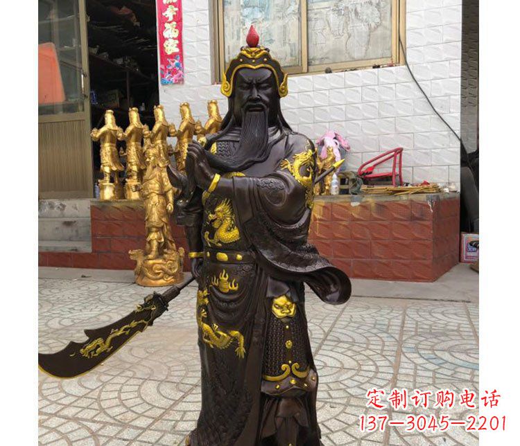 泉州铜雕镇宅关公寺庙神像雕塑摆件 (2)
