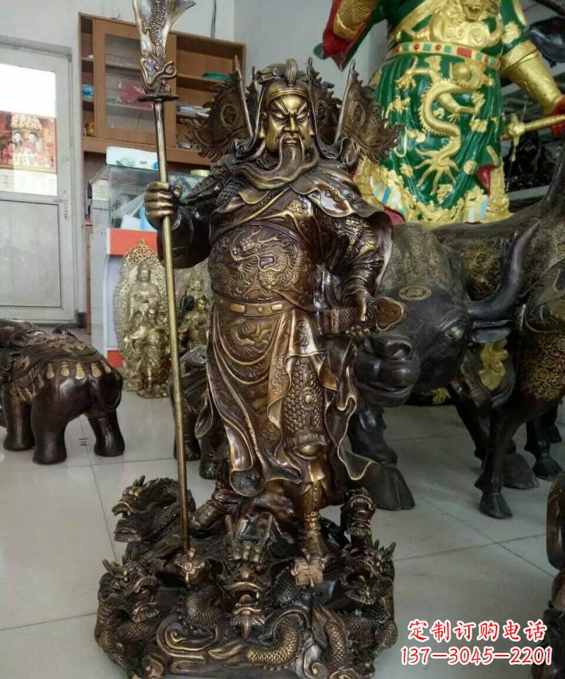 泉州铜雕镇宅关公寺庙神像雕塑摆件
