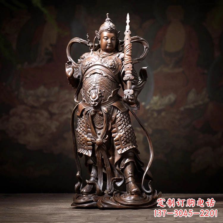 泉州托塔李靖天王铜雕
