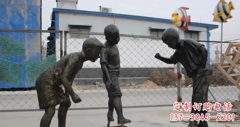 泉州玩陀螺人物铜雕