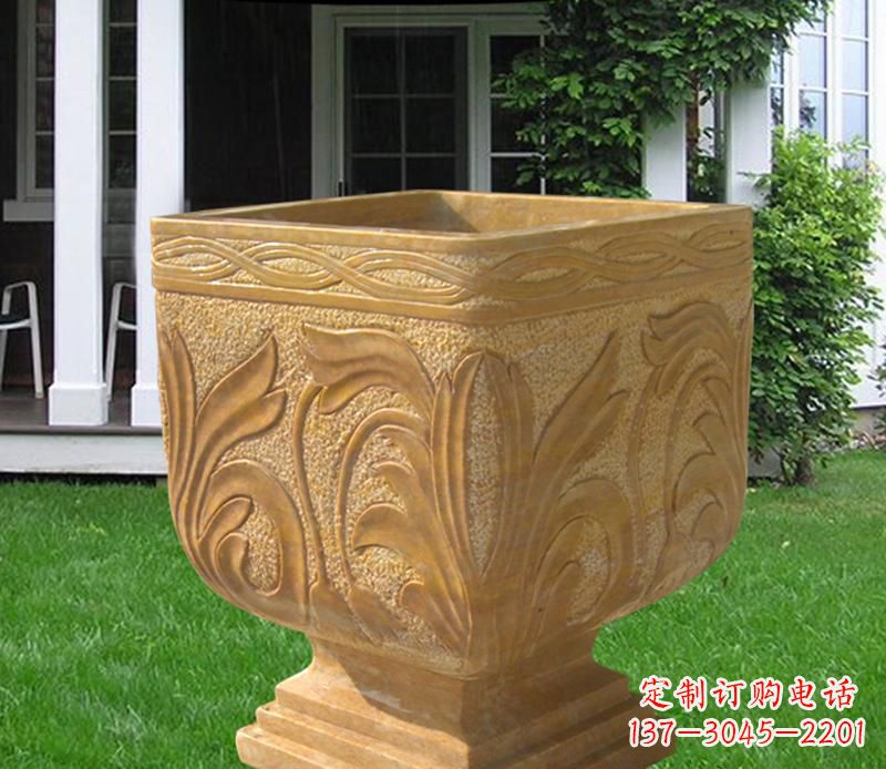 泉州晚霞红雕刻景观花盆雕塑