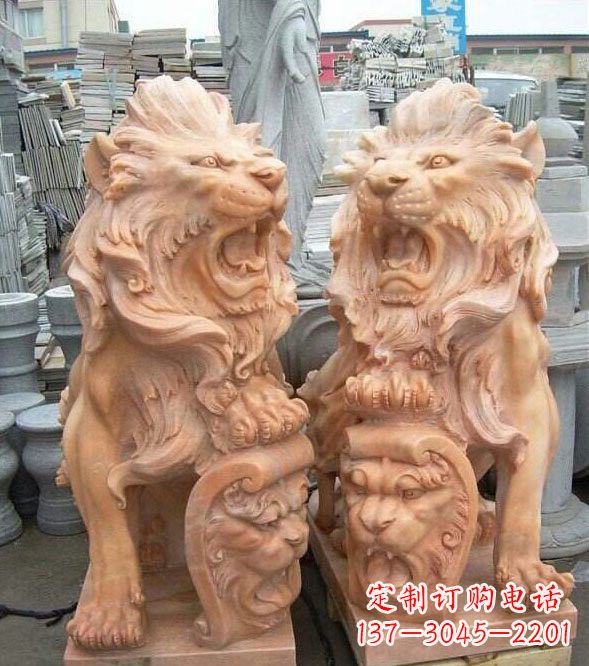 泉州晚霞红盾牌欧式狮子
