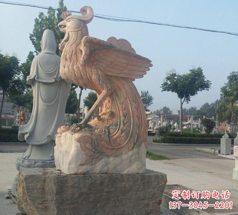 泉州晚霞红凤凰石雕