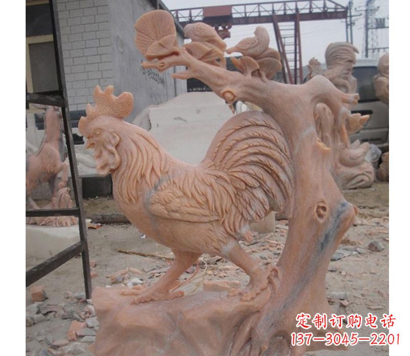 泉州晚霞红公鸡雕塑