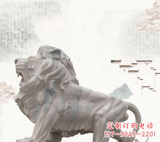 泉州晚霞红公园动物仿真狮子石雕