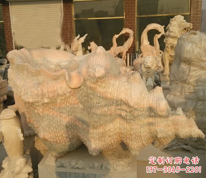 泉州晚霞红海螺石雕