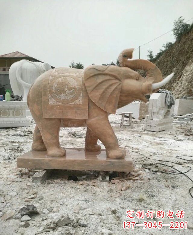 泉州晚霞红吉祥如意大象雕塑
