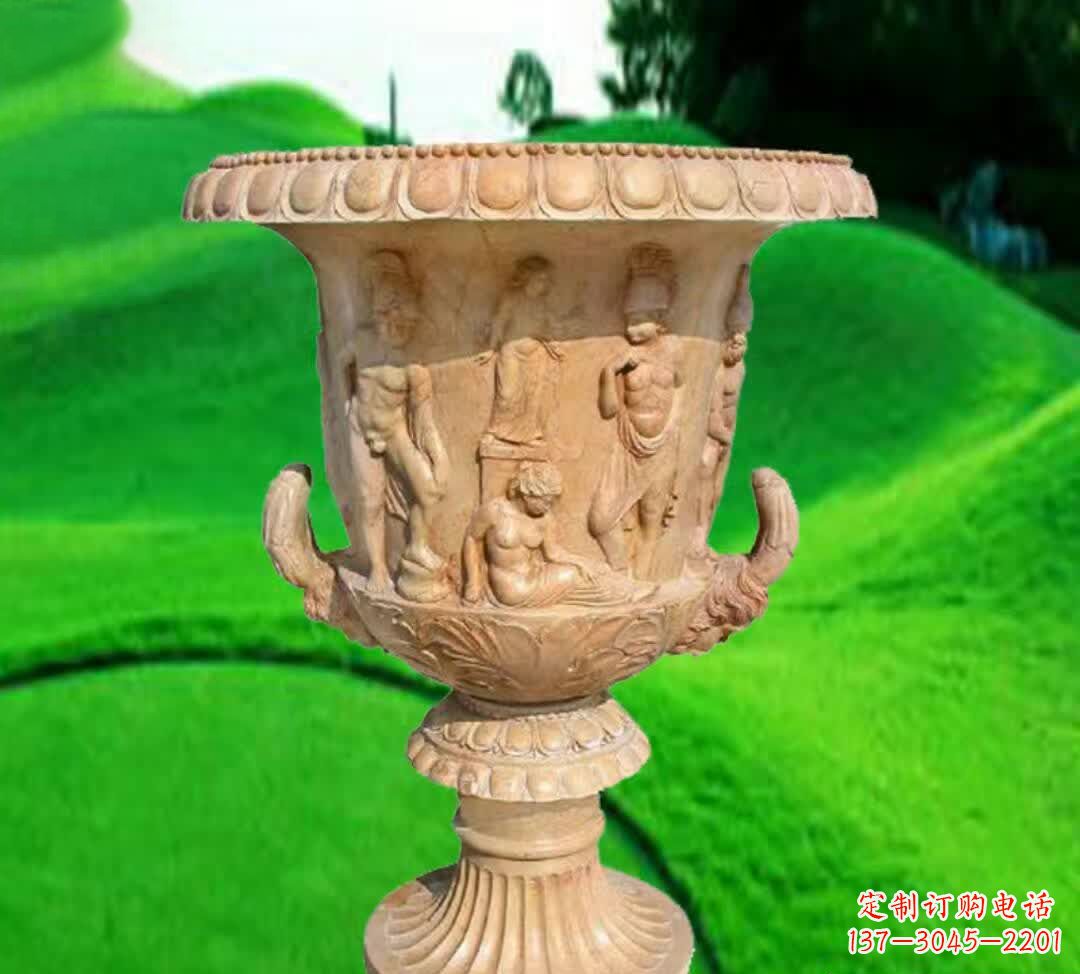 泉州晚霞红欧式花盆石雕