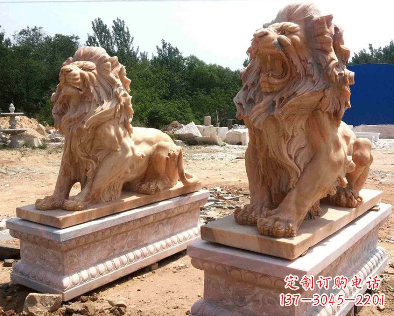 泉州晚霞红欧式狮子雕塑222