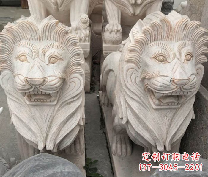 泉州晚霞红欧式狮子石雕 (2)