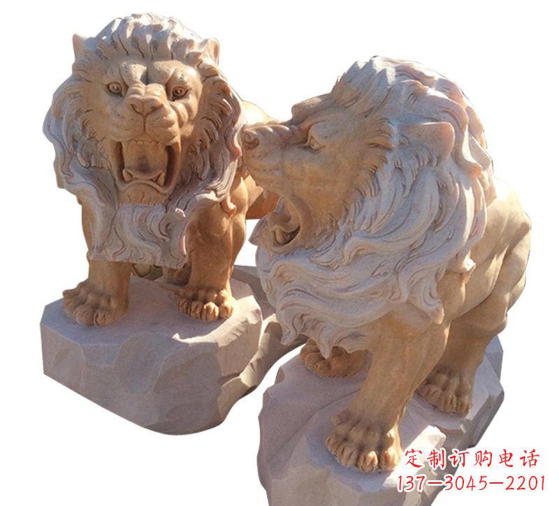 泉州晚霞红欧式西洋狮子雕塑