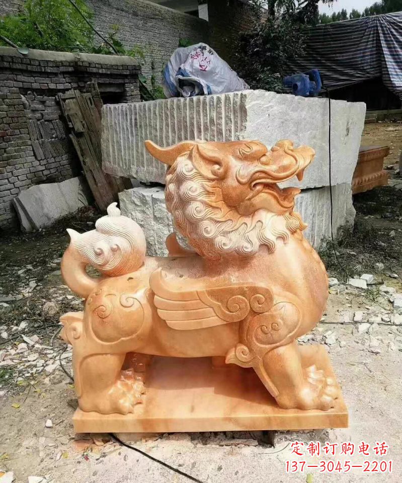 泉州晚霞红貔貅雕塑1