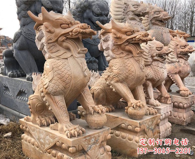 泉州晚霞红麒麟石雕 (2)