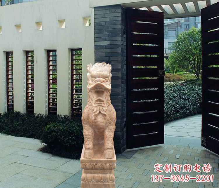 泉州晚霞红瑞兽麒麟雕塑