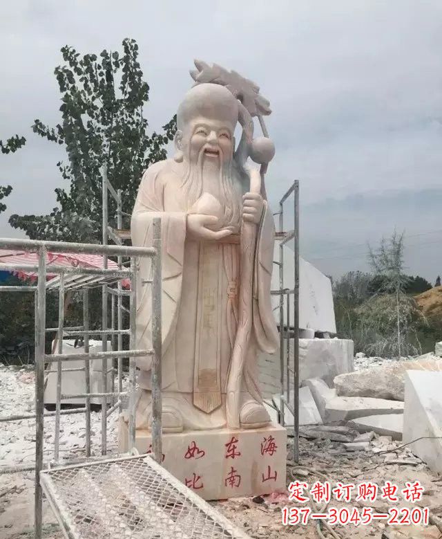 泉州晚霞红神像老寿星雕塑