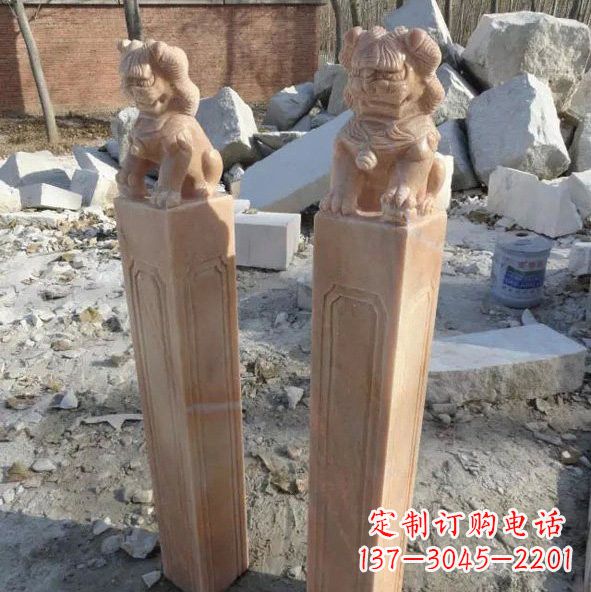 泉州晚霞红狮子拴马桩