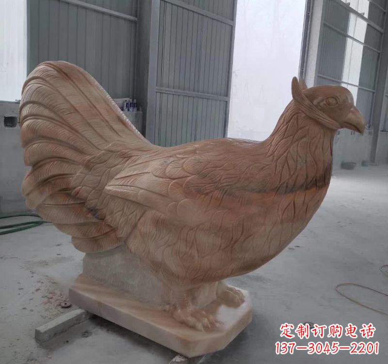 泉州晚霞红石雕母鸡