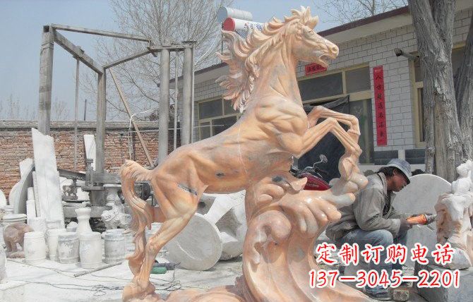 泉州晚霞红踏浪奔马石雕222