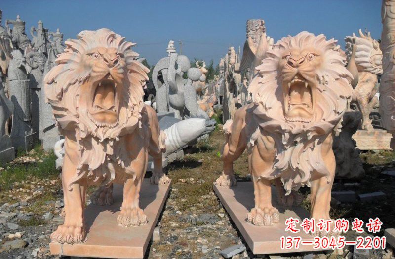 泉州晚霞红西洋狮子雕塑