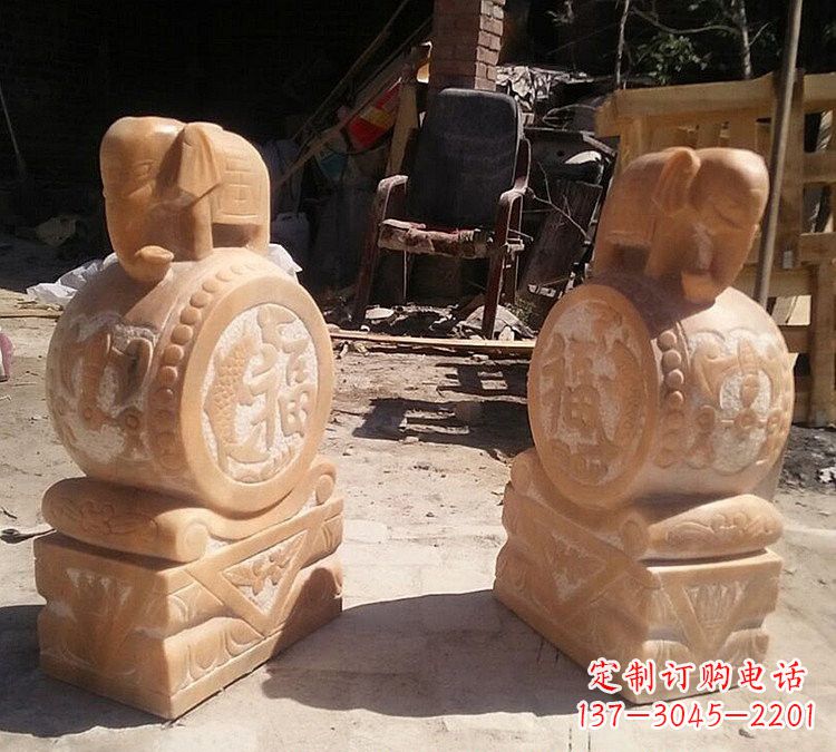 泉州晚霞红小象门墩