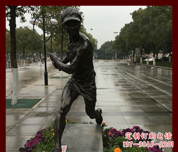 泉州网球运动人物铜雕