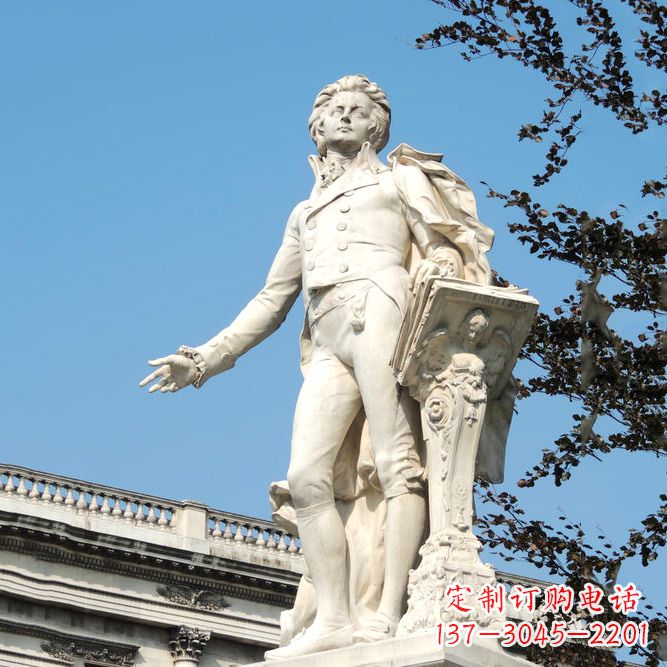 泉州维也纳古典乐派代表人物之莫扎特汉白玉石雕像