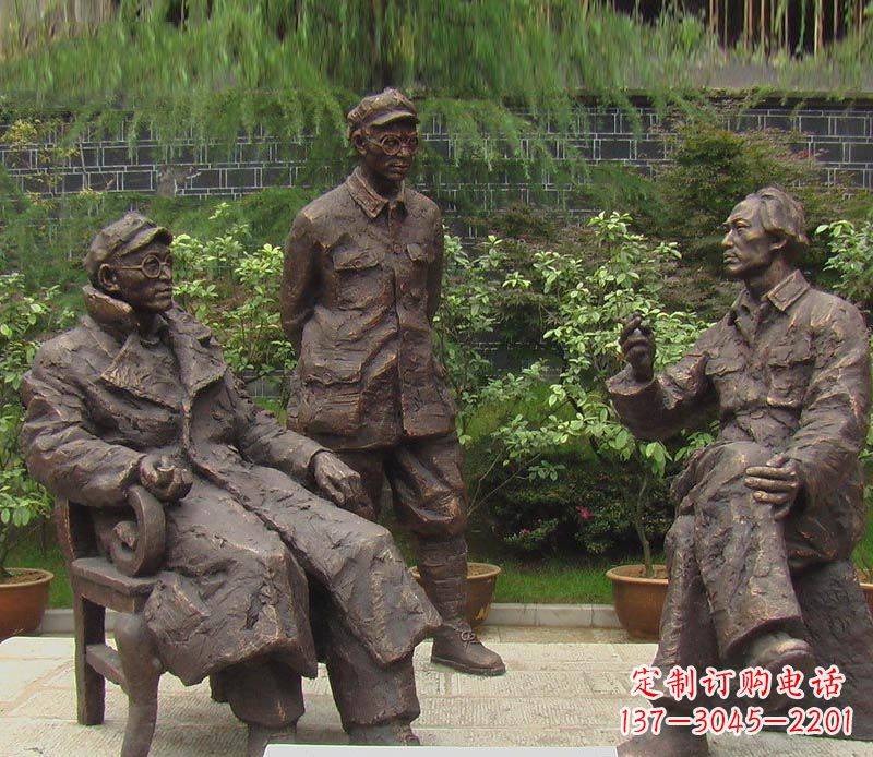 泉州伟人毛泽东刘伯承铜雕